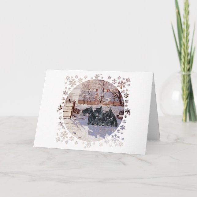 Tarjeta Festiva Magpie de invierno de los territorios escoceses (Anverso)