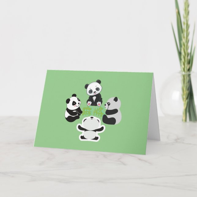Tarjeta Festiva Mahjong Panda Cute Funny (Anverso)