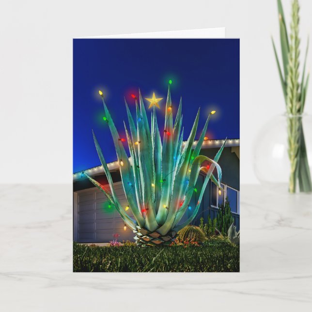 Tarjeta Festiva Majestic Agave Glow Holiday Card (Anverso)