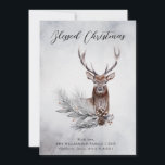 Tarjeta Festiva Majestic Deer Winter Woodland Navidades Card<br><div class="desc">La majestuosa tarjeta de Navidades de invierno Deer Winter Woodland - Rustic Navidades Card cuenta con un magnífico y majestuoso ciervo con pinecones y bayas. La tipografía de la escritura dice "Navidades bendecidos" y se personaliza con el nombre de su saludo, nombre y miembro de la familia. La tarjeta forma...</div>