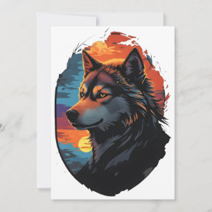 Tarjeta Festiva Majestic Husky contra la mirada de la serenidad de