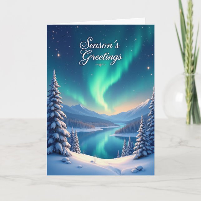 Tarjeta Festiva Majestic Northern Lights Greetings Card (Anverso)