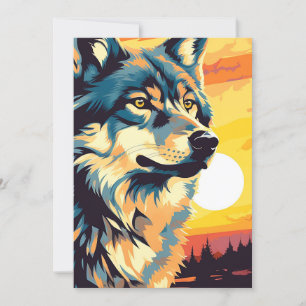 Tarjeta Festiva Majestic Wolf Impresionist Journey