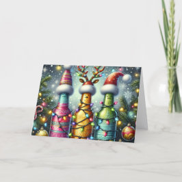 Tarjeta Festiva Making Spirits Bright Beer Bottle Holiday Card