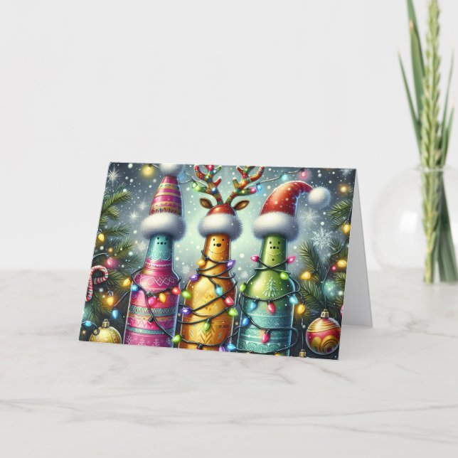 Tarjeta Festiva Making Spirits Bright Beer Bottle Holiday Card (Anverso)