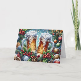 Tarjeta Festiva Making Spirits Bright Beer Mug Holiday Card