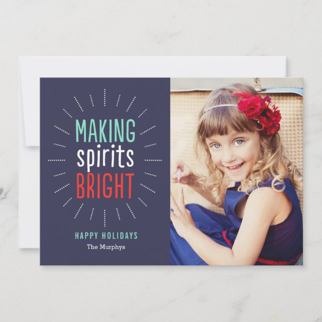 Tarjeta Festiva Making Spirits Bright Holiday Photo Card (Anverso)