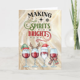 Tarjeta Festiva Making Spirits Bright Wine Glass Christmas