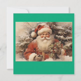 Tarjeta Festiva MAKOM1000- Arte antiguo de Santa Claus