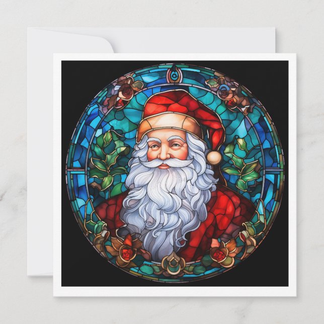 Tarjeta Festiva MAKOM1000- Stained Glass Santa (Anverso)