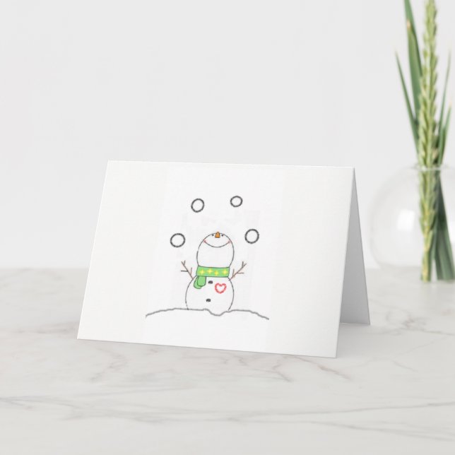 Tarjeta Festiva Malabarista Snowman (Anverso)