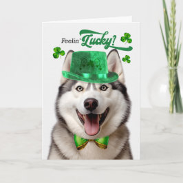 Tarjeta Festiva Malamute Dog Feelin's Lucky St Patrick's Day