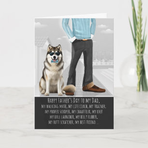 Tarjeta Festiva Malamute y Papá del Día del Padre