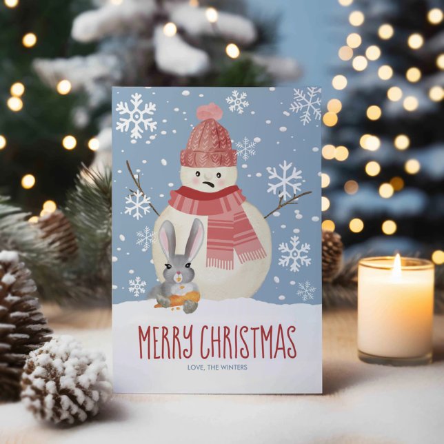 Tarjeta Festiva Malos conejos y graciosos Navidades de Snowman (Subido por el creador)