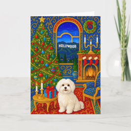 Tarjeta Festiva Maltese Holiday Card