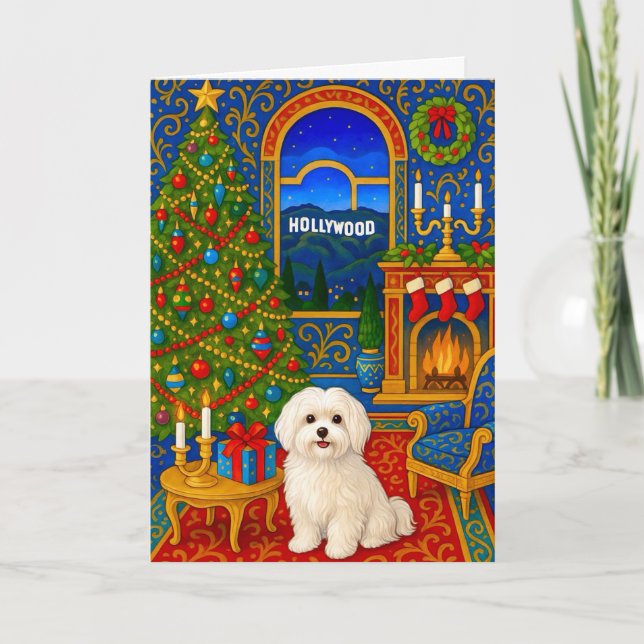 Tarjeta Festiva Maltese Holiday Card (Anverso)