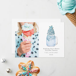 Tarjeta Festiva Malvado Batido de Leche con Copo de Nieve Azul de 