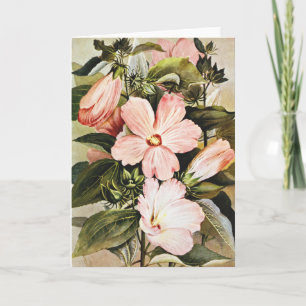 Tarjeta Festiva Malvas silvestres de acuarela vintage