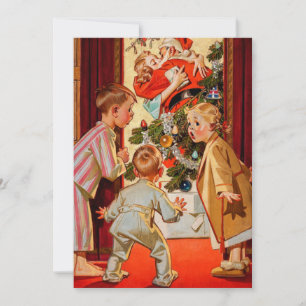 Tarjeta Festiva Mamá besa a Santa Claus