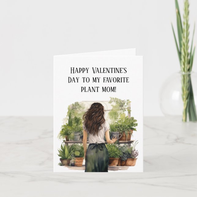 Tarjeta Festiva Mamá de Plantas Día de San Valentín (Anverso)