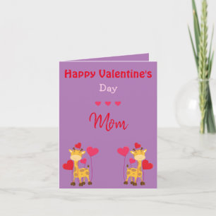 Tarjeta Festiva Mamá El día de San Valentín Giraffe
