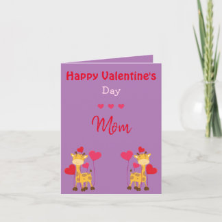 Tarjeta Festiva Mamá El día de San Valentín Giraffe