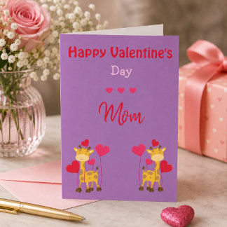 Tarjeta Festiva Mamá El día de San Valentín Giraffe