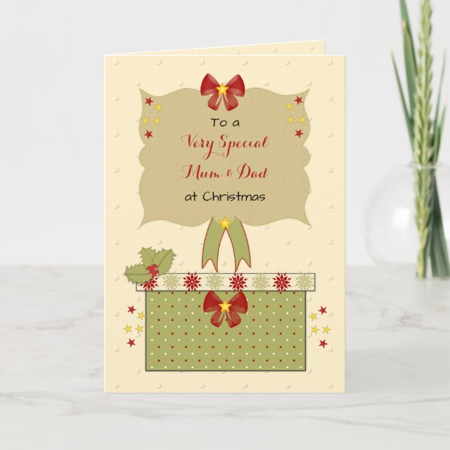 Tarjeta Festiva Mamá especial y papá al saludo de los Navidades (Anverso)