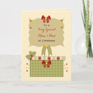 Tarjeta Festiva Mamá especial y papá al saludo de los Navidades