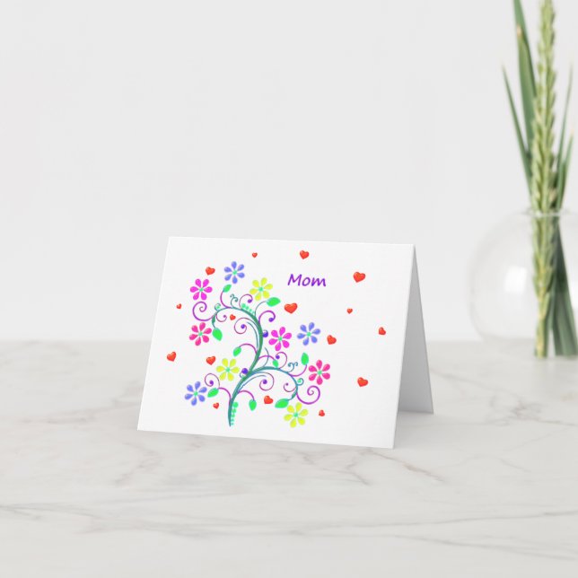 Tarjeta Festiva Mamá feliz brillante de Pascua - floral, (Anverso)