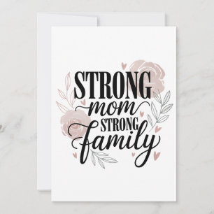 Tarjeta Festiva Mamá Fuerte Familia Fuerte Arte de Cota Floral