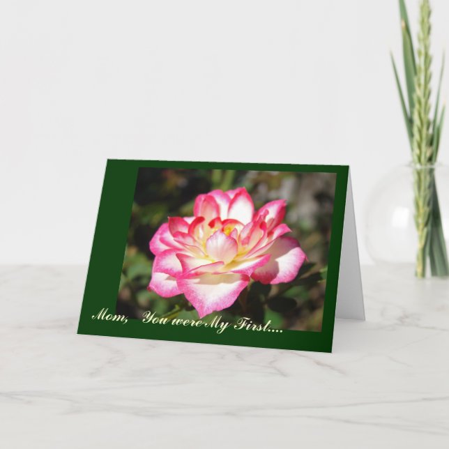 Tarjeta Festiva Mamá, ¡fuiste mi primer San Valentín! ROSA CARDS (Anverso)