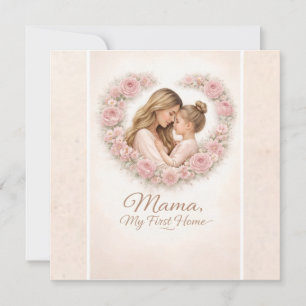 Tarjeta Festiva Mamá — Mi Primer Hogar Flores de Madre e Hija