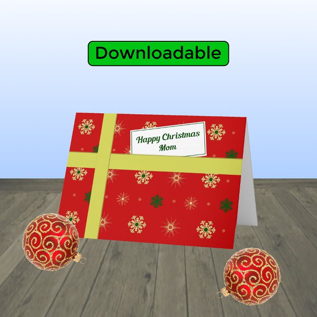 Tarjeta Festiva Mamá parcela roja navidades modernos (Subido por el creador)