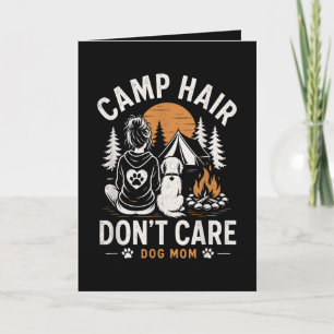 Tarjeta Festiva Mamá Perro Campamento Fuego al Aire Libre