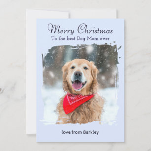 Tarjeta Festiva Mamá Perro de Invierno Azul Hielo Foto de Mascota