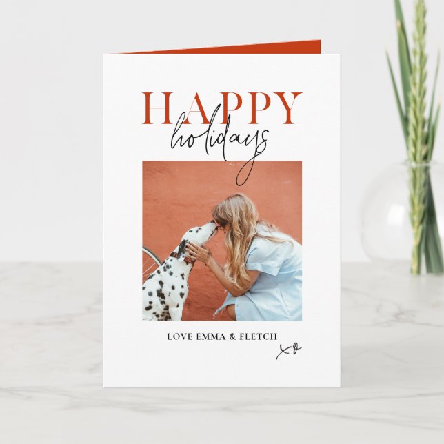 Tarjeta Festiva Mamá Perro Rojo Naranja Brillante Retro Moderno (Anverso)