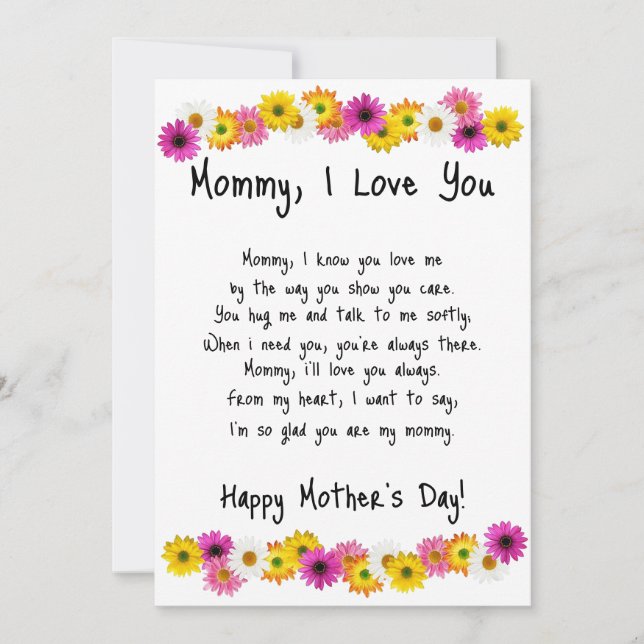 Tarjeta Festiva Mamá, te quiero (Anverso)