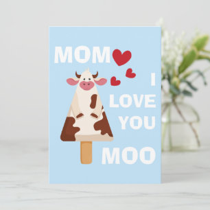 Tarjeta Festiva Mamá te quiero Moo Día de la Madre Cumpleaños Mamá