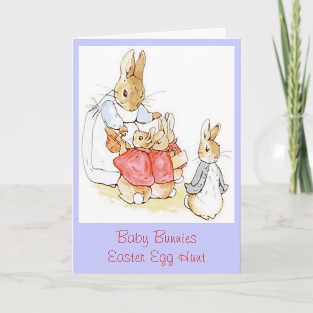 Tarjeta Festiva Mama y Baby Bunnies Huevos de Semana Santa (Anverso)