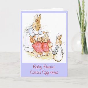 Tarjeta Festiva Mama y Baby Bunnies Huevos de Semana Santa