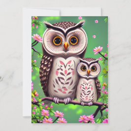 Tarjeta Festiva Mamá y Bebé Lechuza