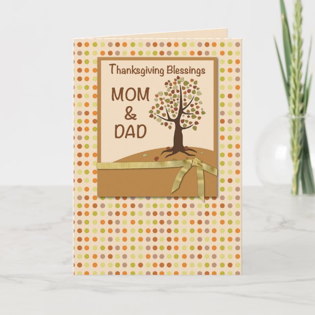 Tarjeta Festiva MAMÁ Y DAD, Bendiciones de Acción de Gracias, Punt (Anverso)