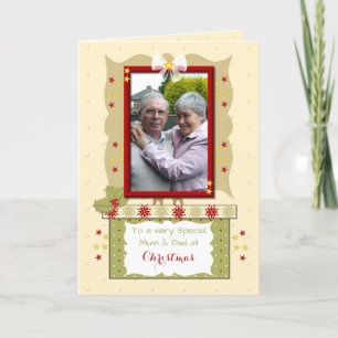 Tarjeta Festiva Mamá y papá especiales en el saludo de fotos de lo