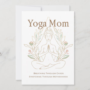 Tarjeta Festiva Mamá Yoga Respirando a Través de la Maternidad