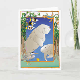 Tarjeta Festiva Manatee Holiday