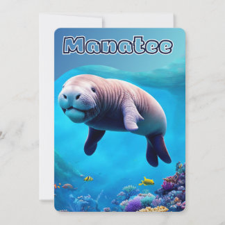 Tarjeta Festiva Manatee lindo en el océano profundo, Florida, post