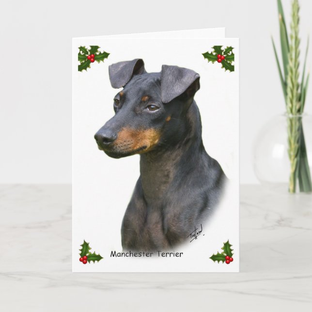 Tarjeta Festiva Manchester Terrier 8W13D-07 (Anverso)