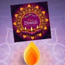 Mandala color morado de bonito Diya Feliz Diwali