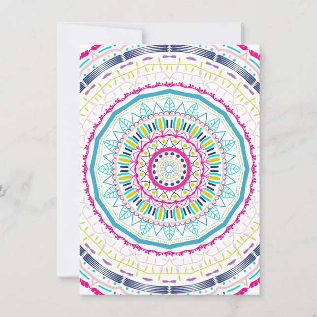 Tarjeta Festiva mandala colorida (Anverso)